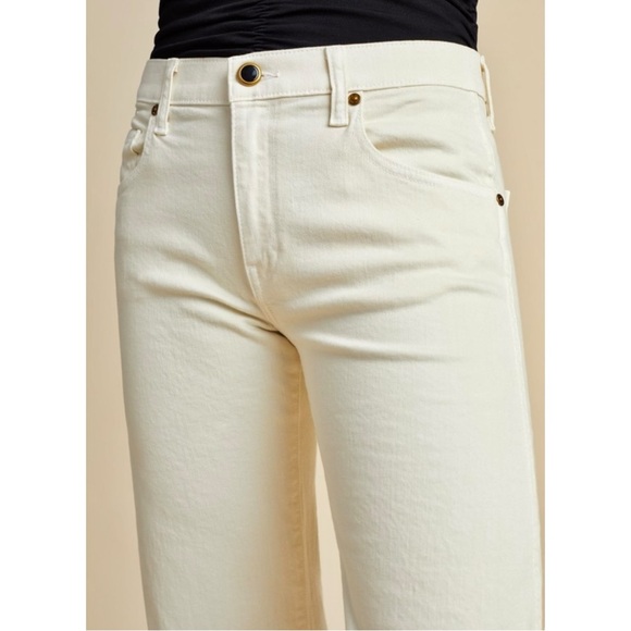 KHAITE Wendell Jean in Ivory - Cream White Brown Stitching Trim Jeans sz 25 - Picture 13 of 16
